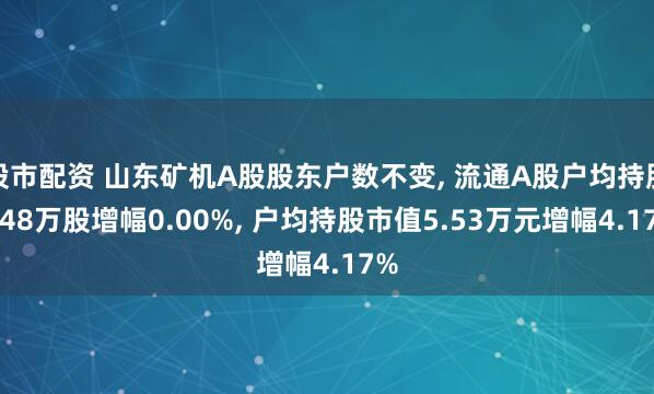 股市配资 山东矿机A股股东户数不变, 流通A股户均持股1.48万股增幅0.00%, 户均持股市值5.53万元增幅4.17%