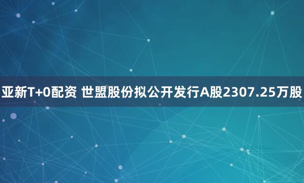 亚新T+0配资 世盟股份拟公开发行A股2307.25万股